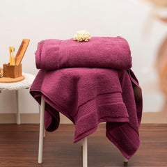 Vilasiya Plushwave 100% Cotton Bath Towel 650 Gsm | Zero Twist Yarn Luxurious Soft & Extra Absorbent Bath Towel (Purple Red)