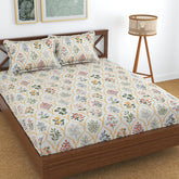 Double Bedsheet Queen Size Elastic Fitted With 2 Pillow Cover - 60 X 78 + 8 Inches, Multicolor | Resistance & Wrinkle Recovery