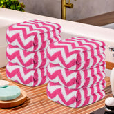 Kuber Industries Super Absorbent & Reusable Microfibre Face Towel 900 Gsm (Zig Zag Pink) - Pack Of 6