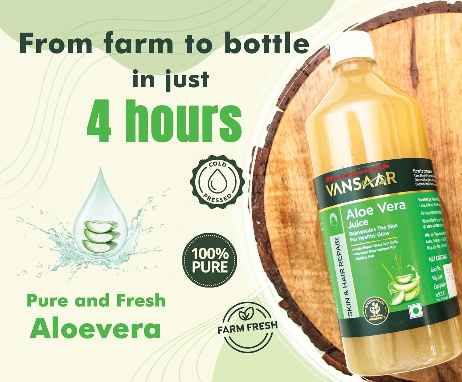 Baidyanath Vansaar Aloe Vera Juice For Glowing Skin & Healthy Hair Organic & Natural Juice Made With Cold Pressed Aloe Vera, No Added Sugar | 1 Litre 2.2lbs Each Pack Of 2 Baidyanath Vansaar Aloe Vera Juice For Glowing Skin & Healthy Hair Organic & Natural Juice Made With Cold Pressed Aloe Vera, No Added Sugar | 1 Litre 2.2lbs Each Pack Of 2