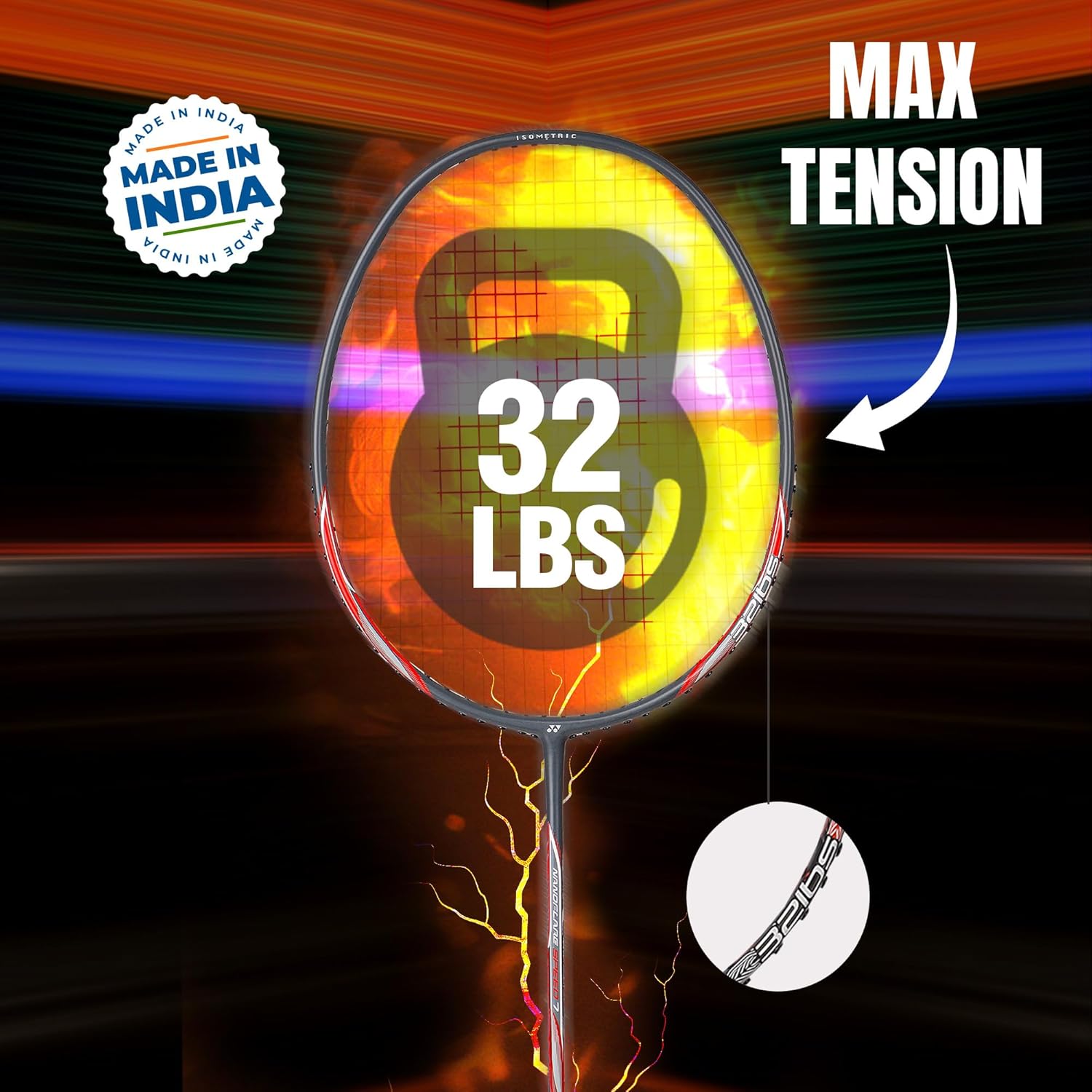 Yonex NANOFLARE SPEED 7 Badminton Racquet, G4 4U, Colour - Multicolour, Grip Size - 3 3/4 Inches, Material - Graphit Yonex NANOFLARE SPEED 7 Badminton Racquet, G4 4U, Colour - Multicolour, Grip Size - 3 3/4 Inches, Material - Graphit