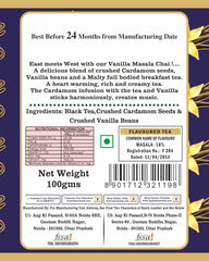 San-Cha Tea Boutique Vanilla Masala Chai - 100gm, 3.5 Ounce | Real Spice Masala Chai Patti - Medium Caffeine Vanilla Cardamom Spiced Tea