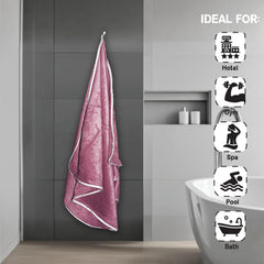 Housse Premium Soft Microfiber Embroidery Bath Towel 350 Gsm | Soft Absorbent Quick-Drying Sweat Towel (No Excuse - Magenta)