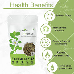 Manhar Organics Brahmi Herbal Leaves Bacopa Monnieri Linn For Tea, Hair Growth & Skin Care, Hair Scalp Treatment Indian Pennywort | 100gm 0.2lbs