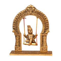 Laddu Gopal Idol, Golden, Religious, Metal Statue, God Idol, All Festival & Occasion, Handmade, Beautiful Statue Of Baby Krishna Murti