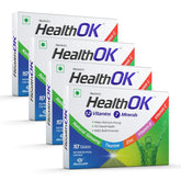 Mankind's Health Ok Multivitamin With Natural Ginseng & Taurine Power Lemon Flavour , 100% Vegetarian | 10 Tablets 50gm 0.1lbs , Each Pack Of 4