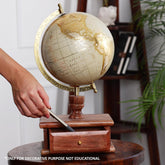 Rotating World Globe 8 Inch With Drawer Stand For Show Pieces, Office Decor, Study Table Decor, Birthday, Party Gifts & Anniversary, For Students Learning, Pack Of 1