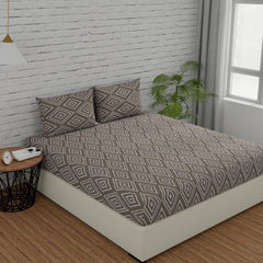 Super King Size Bedsheets 108 X 108 Inches With 2 Pillow Covers, Taupe | Lightweight & Breathable Cotton Bedsheet