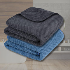 Fezora Microfiber Contler Bath Towels 700 Gsm | Large Size Bath Towel Soft & Absorbent Bath Towel For Men & Women (Dark Grey & Dark Blue)- Pack Of 2