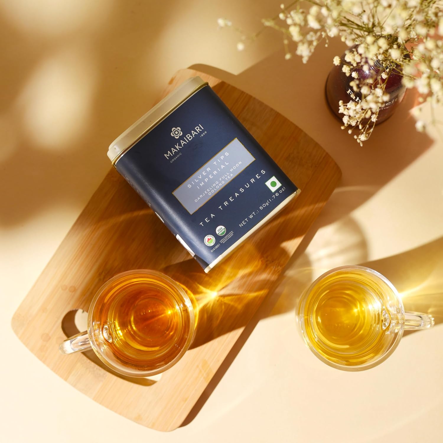 Makaibari Tea Treasures Silver Tips Imperial Oolong Tea - 50gm Tin Caddy, 1.7 Ounce | USDA Certified Premium Darjeeling Full Moon Loose Leaf Tea - Medium Caffeine Loose Leaves Makaibari Tea Treasures Silver Tips Imperial Oolong Tea - 50gm Tin Caddy, 1.7 Ounce | USDA Certified Premium Darjeeling Full Moon Loose Leaf Tea - Medium Caffeine Loose Leaves