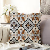Microfiber Square Pillow Cushion For Sofa, Black & Brown Grey - 12 X 12 Inch | Soft, Fluffy For Comfort & Back Support | Breathable, Premium Cotton Cushion Cover, Neck Support - Set Of 1