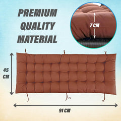 Microfiber Solid Long Quilted Chair Cushion - Pad, Chair Back Rest Pillow, Brown - Size 45 X 91 Cm | Furniture Cushion Pillow, Lightweight, Versatile Use, Breathable, Soft Pillow
