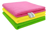 Softspun Microfiber Cloth 340 Gsm | Super Soft Absorbent Cleaning Towels Cleans & Polishes Everything In Your Home - Pack Of 3 (Multi Colour)