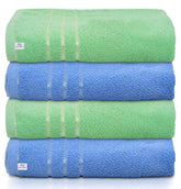 Kuber Industries Premium Bath Towel 2000 Gsm | Super Soft, Fluffy & Absorbent Cotton Bath Towel Perfect For Daily Use (Green & Black) - Pack Of 4