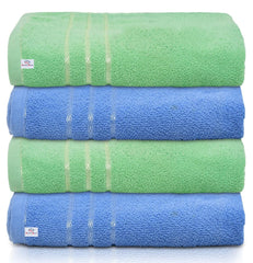 Kuber Industries Premium Bath Towel 2000 Gsm | Super Soft, Fluffy & Absorbent Cotton Bath Towel Perfect For Daily Use (Green & Black) - Pack Of 4