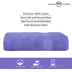 House Of Terry 100% Cotton Bath Towel 1000 Gsm | Quick Dry, Soft & Absorbent, Fade-Resistant, Skin-Friendly, For Men & Women Towel (Lilac) - Pack Of 2