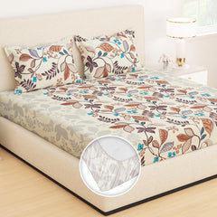 All Around Elastic Fitted Bedsheet With 2 Matching Pillow Covers - 60 X 72 Inches, Beige | Long Lasting Use & Everyday Luxury | Ideal For All Seasons