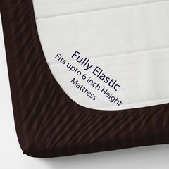 Cotton Elastic Fitted King Size Double Bed Bedsheet With 2 Pillow Covers - 72x78x6 Inches, Brown | Durable Bedsheets For Everyday Comfort