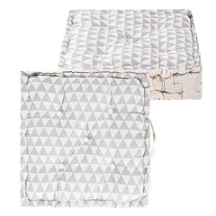 Cotton Chair Cushions Pillow For Sitting, Back Rest, Triangular Print - Grey | Chair Pad For Office Work & Posture Support | Furniture Cushion, Lightweight & Long Lasting - Pack Of 2