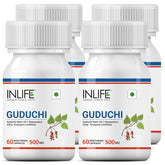 Inlife Guduchi Giloy Tinospora Cordifolia Stem Extract For Immune Support Supplement, 500mg, Support General Well - Being | 60 Veg Capsules 50gm 0.1lbs Each Pack Of 4