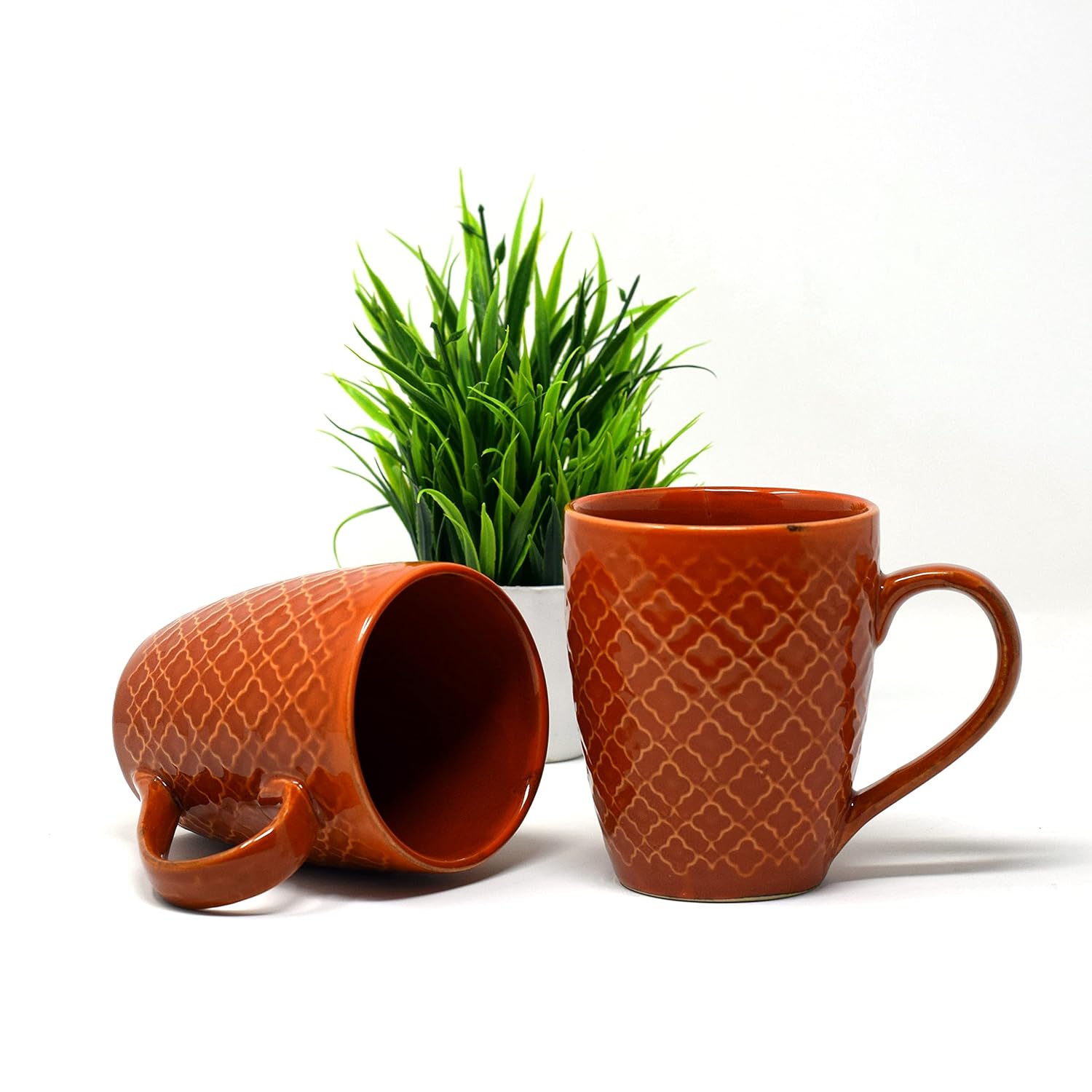 Handcrafted Terracotta Red Ceramic Coffee Mug Set Of 6 - 350ml Each | Ceramic Mugs For Coffee, Tea, Milk - Microwave Safe & Dishwasher Safe Handcrafted Terracotta Red Ceramic Coffee Mug Set Of 6 - 350ml Each | Ceramic Mugs For Coffee, Tea, Milk - Microwave Safe & Dishwasher Safe