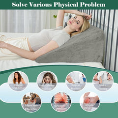 Wedge Pillow, Back Support Pillow For Neck Pain, Medium Firm, Grey Color | Pillow For Headaches, Reflux, Shoulders, Back Pain & High Resilience, Velvet Fabric, Adjustable Pillow - Pack Of 1