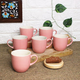 Solid Pink Ceramic Coffee Mug Set Of 6 - 220ml Each | Ceramic Mugs For Coffee, Tea, Milk - Microwave Safe & Dishwasher Safe