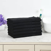 Fresh From Loom Luxury Fur Collection Hand Towel 500 Gsm Napkins Cotton High Absorbency Double Stitched Size (Black) - Set Of 6