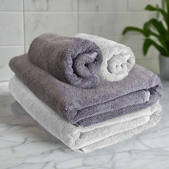 Heelium Bamboo Towel Set 2 Bath & 2 Hand Towel 1300 Gsm | Super Soft & Antibacterial Towel (Grey) - 4 Piece