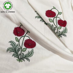 Printed Flat Double Bedsheet With 2 Pillow Covers - 84 X 90 Inches, White & Red | Soft Breathable & Wrinkle Free | 210 Thread Count