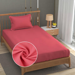 Solid Plain Single Size Bedsheet Set With 1 Pillow Covers | Size - 60 X 90 Inches, Dark Peach | Ideal For All Seasons Due To Its Breathable Nature