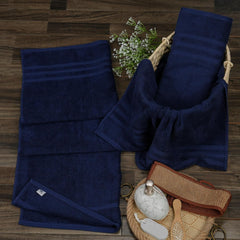 Tiqh 100% Cotton Thick & Plush Luxury Hand Gym & Workout Hand Towel 800 Gsm - Set Of 4 (Navy)