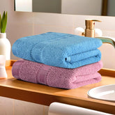 Kuber Industries 144tc Pack Of 2 Cotton Hand/Face Towels For Men & Women | Easily Washable | Workout Gym Napkins Pocket Towel (Pink & Sky Blue)