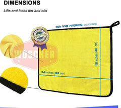 Woscher Microfiber Cloth 800 Gsm | Ultrasoft & Quick Drying Car Microfiber Cleaning Towel, Lint Free Automotive Microfiber Towel (Yellow & Grey)- Pack Of 5