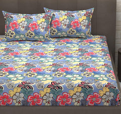 King Size Elastic Fitted Bedsheets With 2 Pillow Covers - 72 X 78 X 10 Inches, Multicolor | Soft Wrinkle Free & Breathable Elastic Bedsheets - Durable & Long Lasting Bedsheet