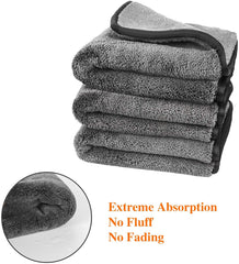 Auto Hub Heavy Microfiber Cloth For Car Cleaning & Detailing, Double Sided, Extra Thick Plush Microfiber Towel Lint-Free 800 Gsm (Grey)