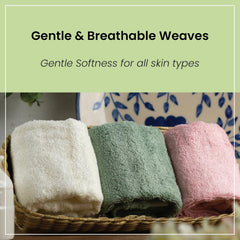 Mush 100% Bamboo Face Towel 500 Gsm | Ultra Soft, Absorbent, Quick Dry Towels For Facewash, Gym, Sports, Travel (Pack Of 3 - Pink, White & Green)
