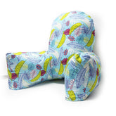 Backrest & Reading Pillow, Bed Support Pillow With High Armrests, Multicolor - X Large Size | 100% Cotton Removable Cover, Feathery Print | For Shoulder Support, Comfortable - Pack Of 1