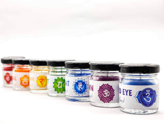 CHAKRAS JAR GLASS CANDLES SET OF 7 PERFECT FOR NIGHT CANDLIGHT DINNER FOR FAMILY