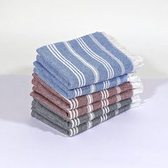 Indihaus Premium Cotton Hand Towel 310 Gsm | Soft, Absorbent, Multi-Purpose Towel Set | Blue, Crimson & Grey (Set Of 6)