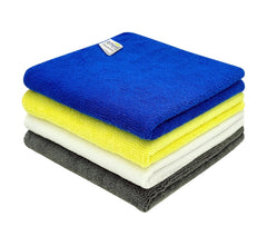 Softspun Microfiber Cloth 340 Gsm | Thick Lint & Streak-Free Multipurpose Cloths - Automotive Microfibre Towels (4 Pcs) | Multicolor