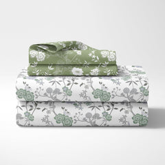 Printed Cotton King Size Bedsheet With 2 Pillow Covers | 104 X 104 Inches, Sage Green | Durability, Breathability, Softness, & Easy Maintenance