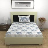1 Single Bedsheet With 1 Pillow Cover - 57 X 87 Inches, Grey & Blue | Skin Friendly Fabric For Everyday Use - Soft, Breathable & Comfortable Sleeping
