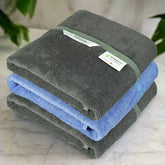 Heelium Bamboo Bath Towel 3x Softer & Quick Drying 400 Gsm (Grey & Iris)