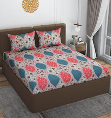 Queen Size Double Bedsheets With 2 Pillow Cover - Size 72 X 72 X 10 Inches, Multicolor | All Around Elastic Fitted - Lightweight, Soft & Comfortable