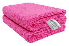 Softspun Microfiber Cleaning Cloths Towel Set 340 Gsm | Highly Absorbent Lint And Streak Free Multi-Purpose Wash Cloth For Kitchen, Car, Stainless (2 Pcs)- Pink