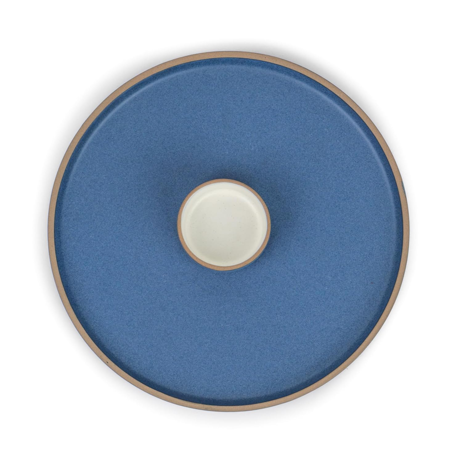 Large Round Ceramic Serving Platter, Blue - 1 Platter + 1 Dip Bowl, 75ml Japandi Series | Big Serving Plate Set With Matte Finish - Platters Serving Set | Ceramic Round Platter - Microwave Safe Large Round Ceramic Serving Platter, Blue - 1 Platter + 1 Dip Bowl, 75ml Japandi Series | Big Serving Plate Set With Matte Finish - Platters Serving Set | Ceramic Round Platter - Microwave Safe