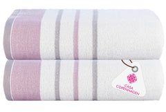 Casa Copenhagen Egyptian Cotton Exotic Hand Towel 400 Gsm (Lavender / Light Grey)- 2 Pcs