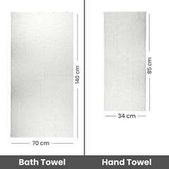 Sanglobal 100% Cotton Premium Soft Bath Towel & Hand Towel 800 Gsm (White) - Pack Of 2