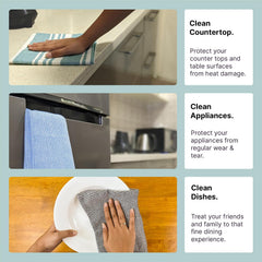 Indihaus Cotton Multi-Purpose Kitchen Hand Towels 250 Gsm | Waffle & Stripes Lunch, Dish Towel (Ocean Teal)- Pack Of 4
